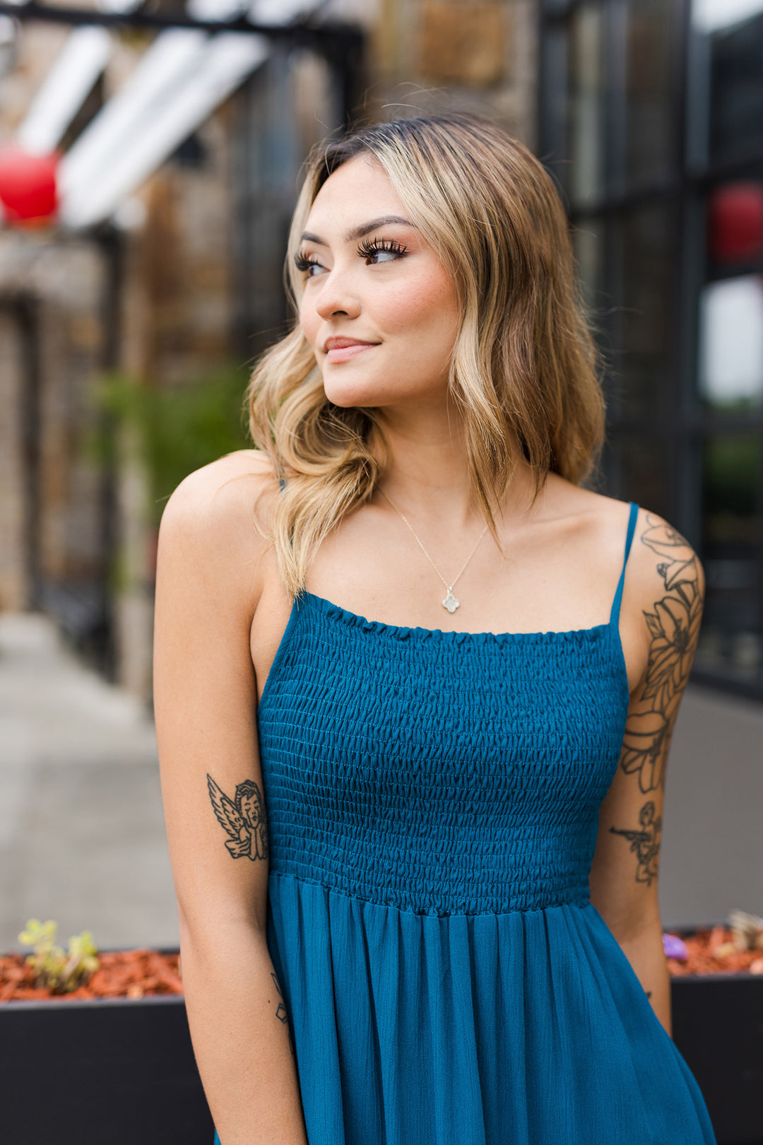 The Teal Deal Smocket Maxi Dress