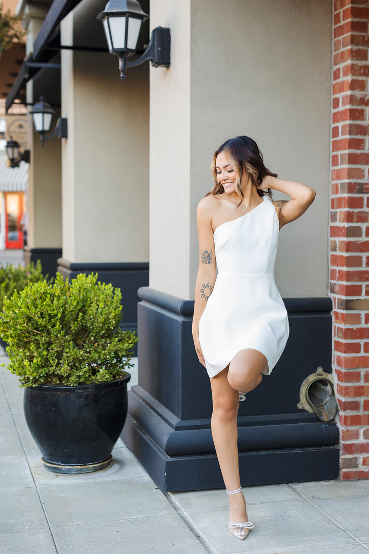 The Wildest Dreams Cream One Shoulder Mini Dress