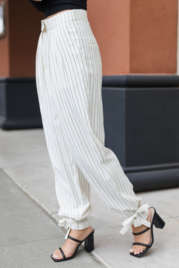 The No Strings Attached Ivory Ankle Tie Pants