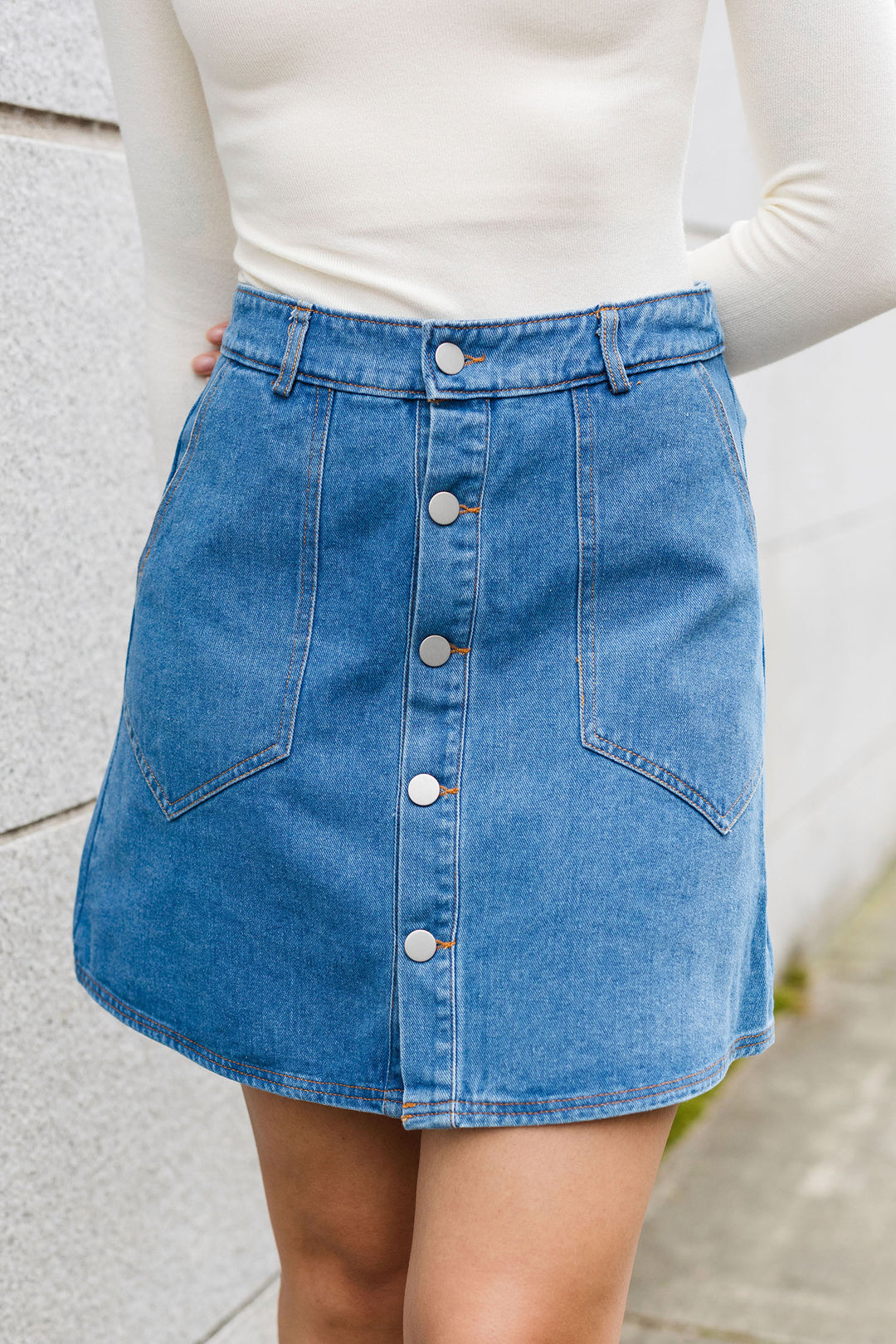 The Girl of Your Dreams Denim Mini Skirt