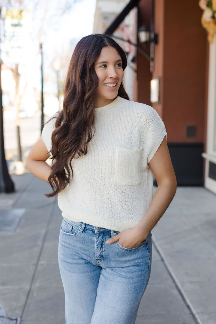 The Day In The Life Ivory Knit Sweater Top