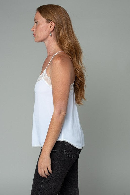 The Lorelei Linen Vanilla Lace Camisole