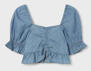 Girls Smocked Denim Top by Mayoral