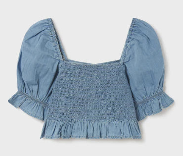 Girls Smocked Denim Top by Mayoral