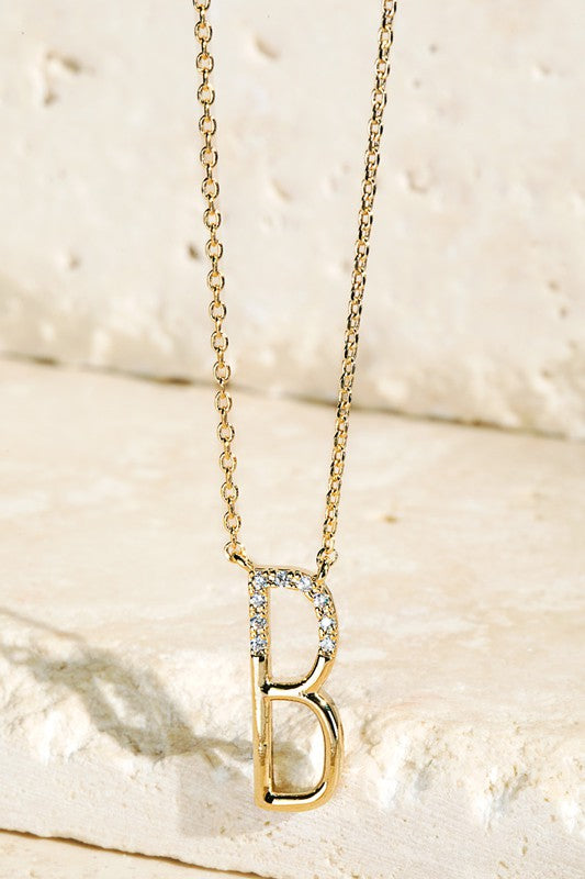 The Brass CZ Initial Necklaces