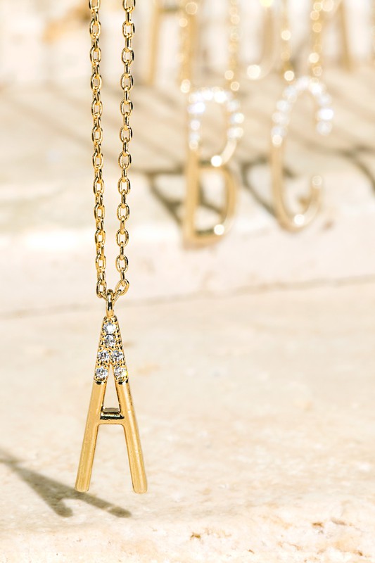 The Brass CZ Initial Necklaces