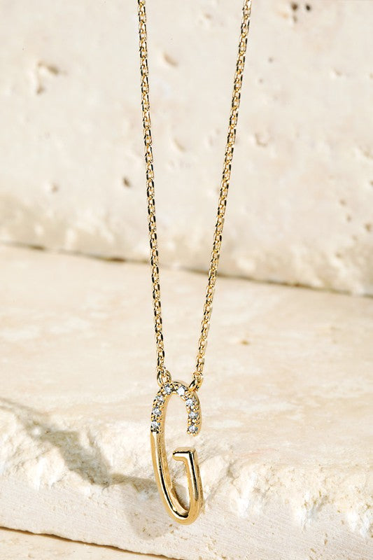 The Brass CZ Initial Necklaces