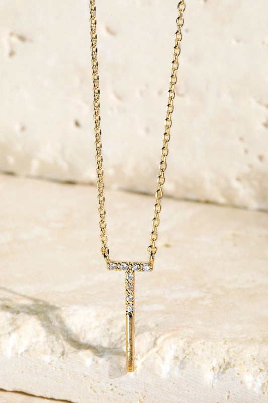 The Brass CZ Initial Necklaces