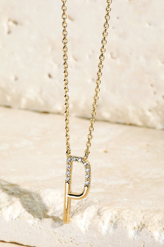 The Brass CZ Initial Necklaces