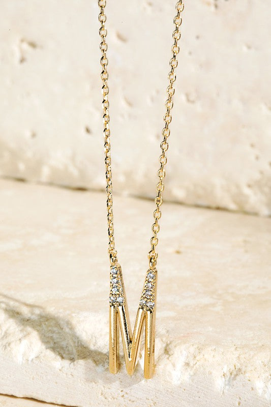 The Brass CZ Initial Necklaces