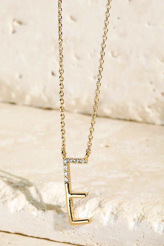 The Brass CZ Initial Necklaces