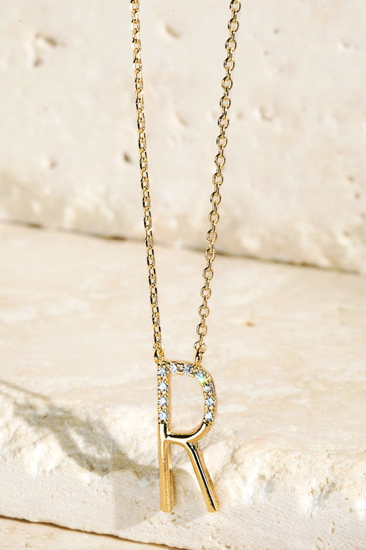 The Brass CZ Initial Necklaces