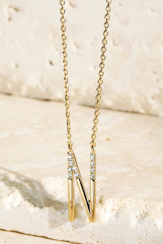 The Brass CZ Initial Necklaces