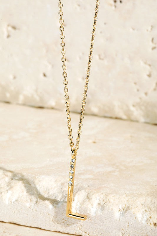 The Brass CZ Initial Necklaces