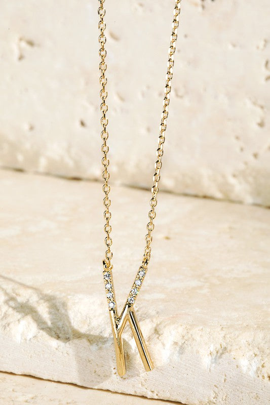 The Brass CZ Initial Necklaces