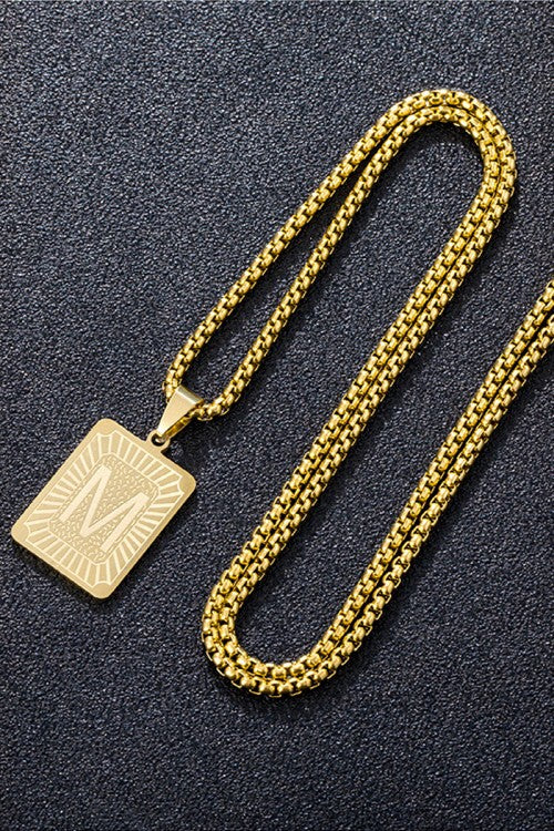 Initial Square Snake Chain Necklaces