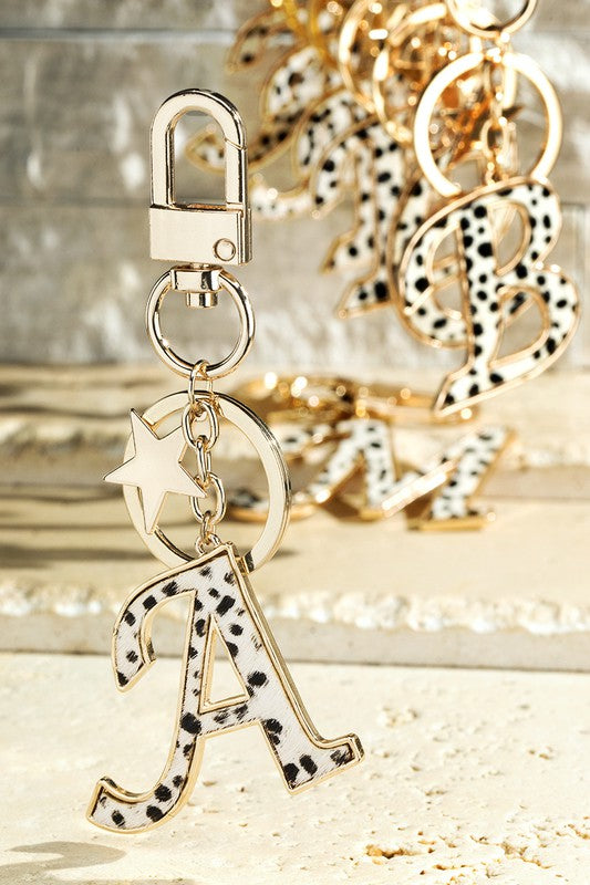 The Animal Print Initial Keychains