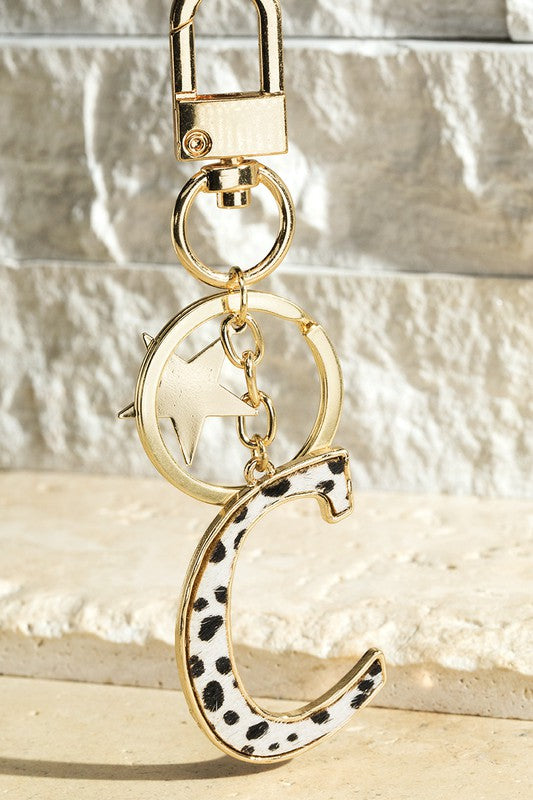 The Animal Print Initial Keychains