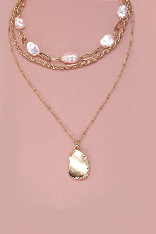 The Multi Layer Pearl Charm Necklace