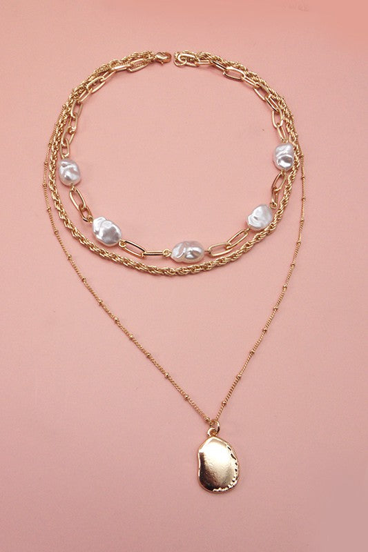 The Multi Layer Pearl Charm Necklace