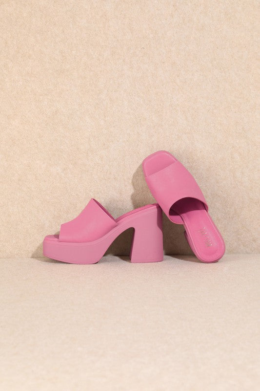 The Sienne Pink Platform Mules