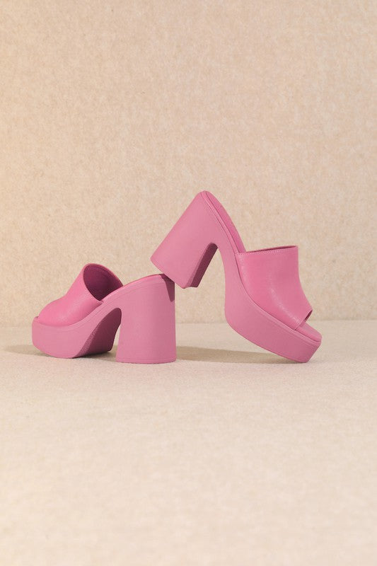 The Sienne Pink Platform Mules