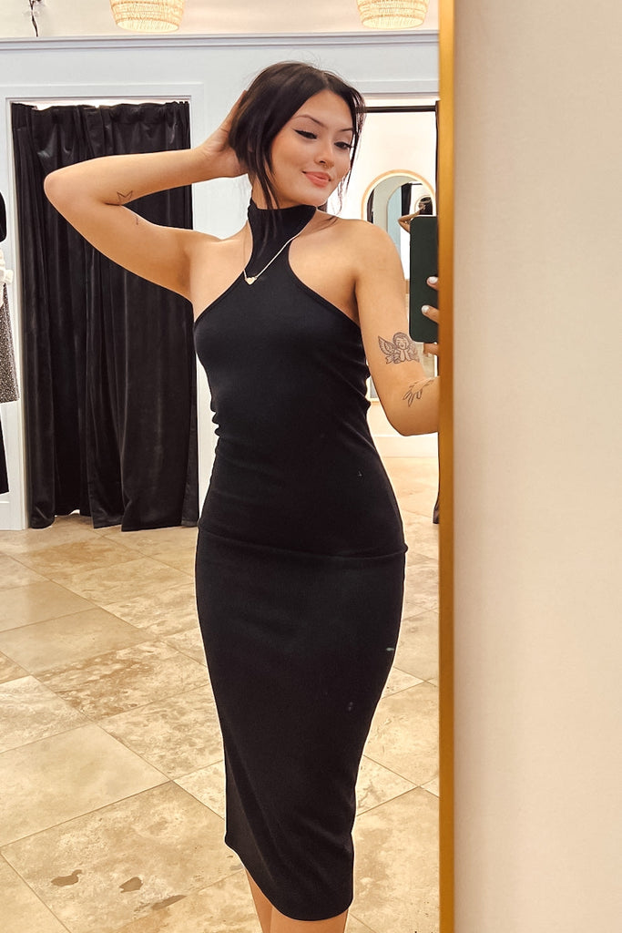 Sorcha Mini Dress - Halter Neck Bodycon Dress in Black | Showpo USA